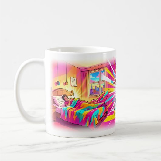 Neon Dans Ontwaakt Kleurensproei Droom Mok (Links)