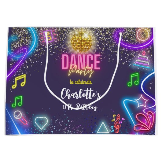 Neon dansfeest groot cadeauzakje (Voorkant)