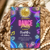 Neon dansfeest kaart