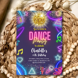 Neon dansfeest kaart