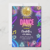 Neon dansfeest kaart (Voorkant)