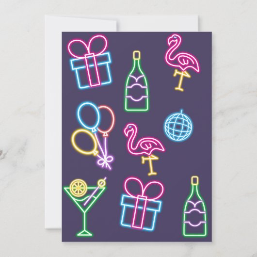 Neon dansfeest kaart (Achterkant)