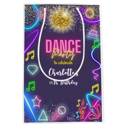 Neon dansfeest medium cadeauzakje (Voorkant)