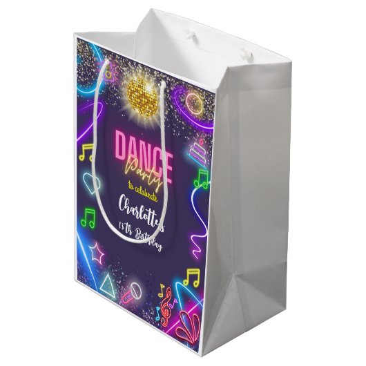 Neon dansfeest medium cadeauzakje (Achterkant Gekanteld)