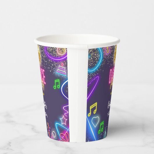 Neon dansfeest papieren bekers (Rechts)