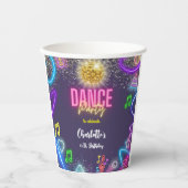 Neon dansfeest papieren bekers (Voorkant)