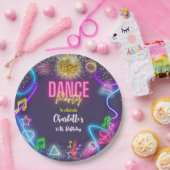 Neon dansfeest papieren bordje (Feest)