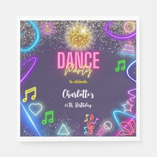 Neon dansfeest servet (Voorkant)