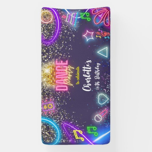 Neon dansfeest spandoek (Verticaal)