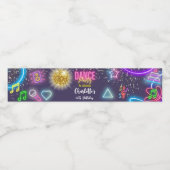 Neon dansfeest waterfles etiket (Enkel label)
