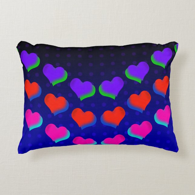 Neon Dark Hearts Retro Cartoon Fun Pattern Accent Kussen (Voorkant)