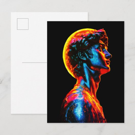 Neon David Statue  Briefkaart (Voorkant / Achterkant)
