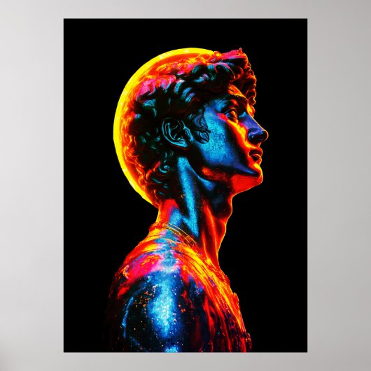 Neon David Statue  Poster (Voorkant)
