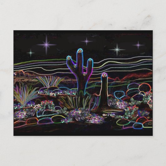 Neon Desert Stary Night Briefkaart (Voorkant)