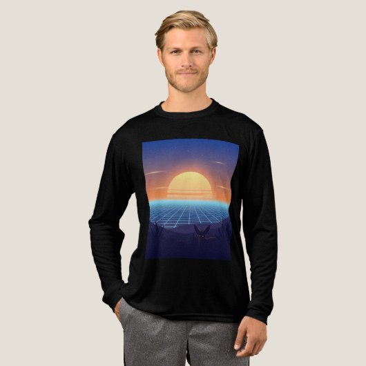 Neon Desert Sunset beroemd gemaakt door Synthwave Tri-Blend Shirt (Voorkant)