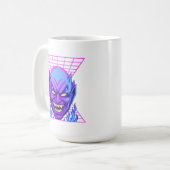 Neon Devil Synthwave Demon Head Retro Horror Koffiemok (Voorkant links)