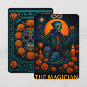Neon Dia de los Muertos De tovenaar Tarot Kaart
