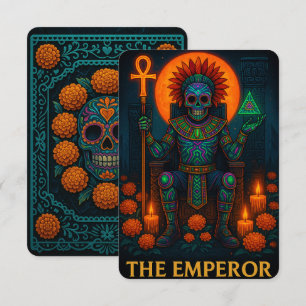 Neon Dia de los Muertos Emperor Tarot Kaart