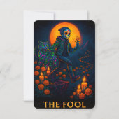 Neon Dia de los Muertos The Dwaas Tarotkaart (Voorkant)