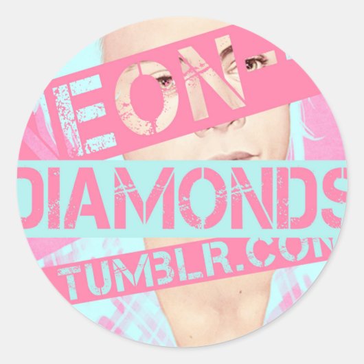 neon—diamant ronde sticker (Voorkant)