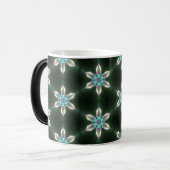 Neon Diamond Flowers op Black Morphing Mok (Voorkant links)