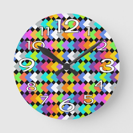 Neon Diamonds Ronde Klok (Voorkant)