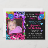 Neon Dierenprint Cheetah Leopard foto uitnodiging (Voorkant)