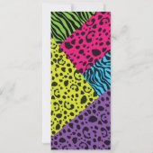 Neon Dierenprint Kleurrijke Zebra Leopard Party Kaart (Achterkant)