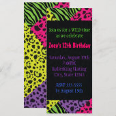 Neon Dierenprint Kleurrijke Zebra Leopard Party Kaart (Voorkant / Achterkant)