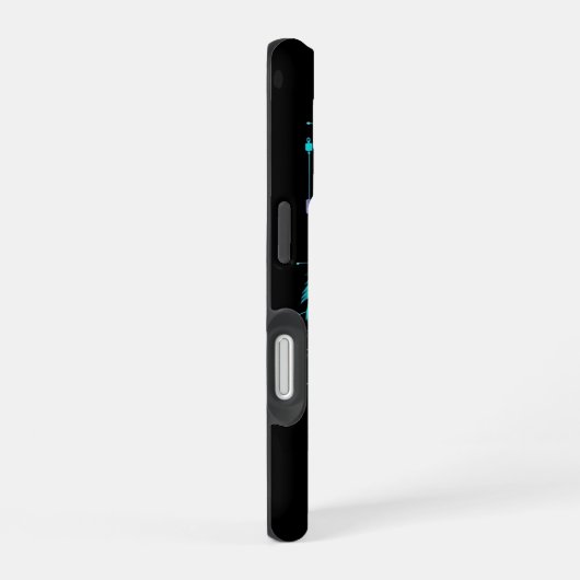 Neon digital tiger art iPhone 16 hoesje (Rechterkant)