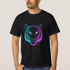Neon digital tiger art t-shirt