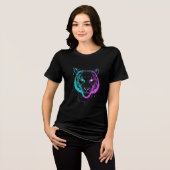 Neon digital tiger art Tri-Blend shirt (Voorkant volledig)