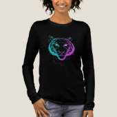 Neon digital tiger art Tri-Blend shirt (Voorkant)