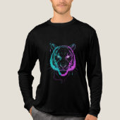 Neon digital tiger art Tri-Blend shirt (Voorkant volledig)