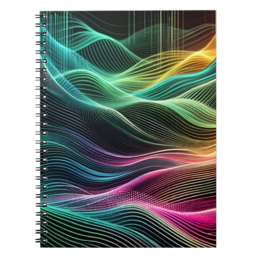 Neon Digital Wave Pattern Notitieboek (Voorkant)