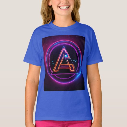 Neon Digital World Logo met de letter 'A' T-shirt (Voorkant)
