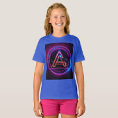 Neon Digital World Logo met de letter 'A' T-shirt (Voorkant volledig)