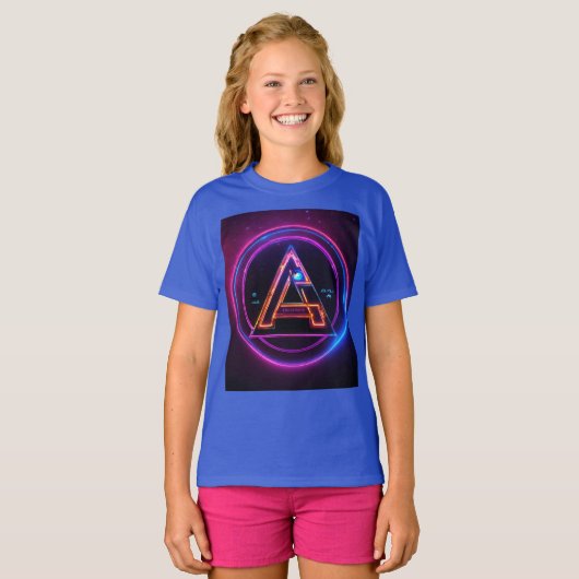 Neon Digital World Logo met de letter 'A' T-shirt (Voorkant volledig)