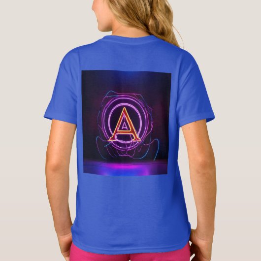 Neon Digital World Logo met de letter 'A' T-shirt (Achterkant)