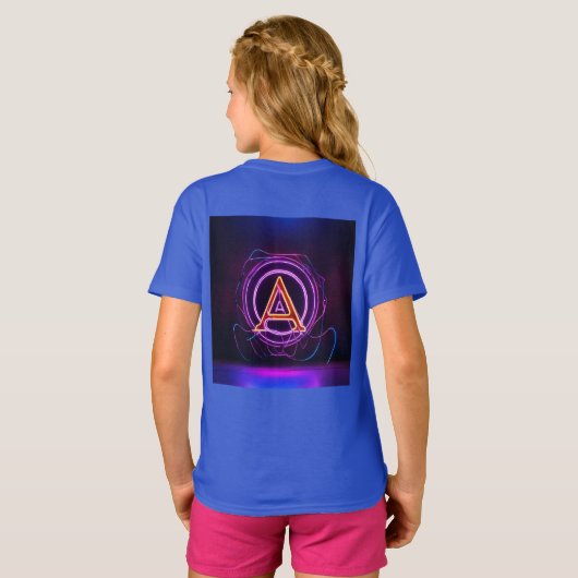 Neon Digital World Logo met de letter 'A' T-shirt (Achterkant volledig)