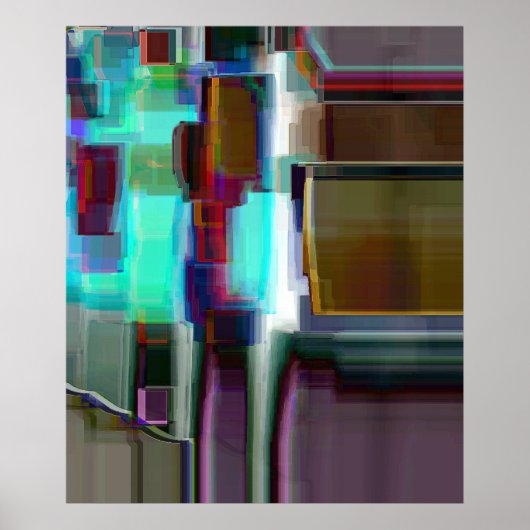 "Neon" digitale Abstracte kunst Poster (Voorkant)