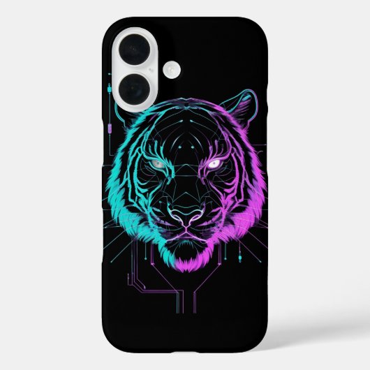 Neon digitale tijger kunst Case-Mate iPhone case (Achterkant)