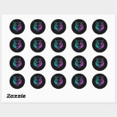 Neon digitale tijger kunst ronde sticker (Vel)