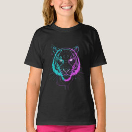 Neon digitale tijger kunst t-shirt