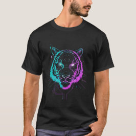 Neon digitale tijger kunst t-shirt