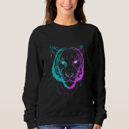 Neon digitale tijger kunst trui