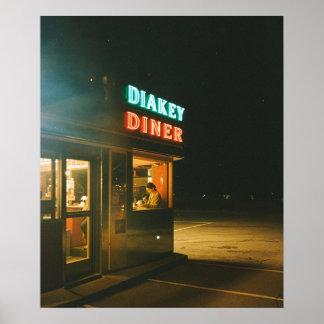 Neon Diner 's Nachts | Retro Amerikaanse Cinematic Poster