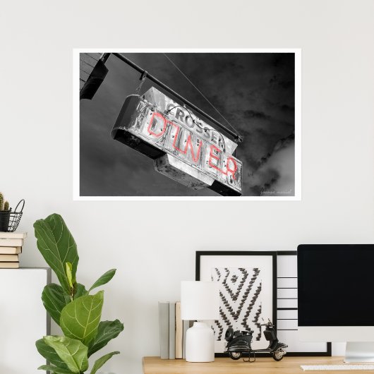 Neon Diner Sign Poster (Thuiskantoor)