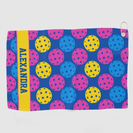 🏐 Neon Dink Dot Pouch Golfhanddoek (Horizontaal)
