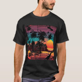 Neon Dinosaur and Skater at Sunset T-shirt (Voorkant)